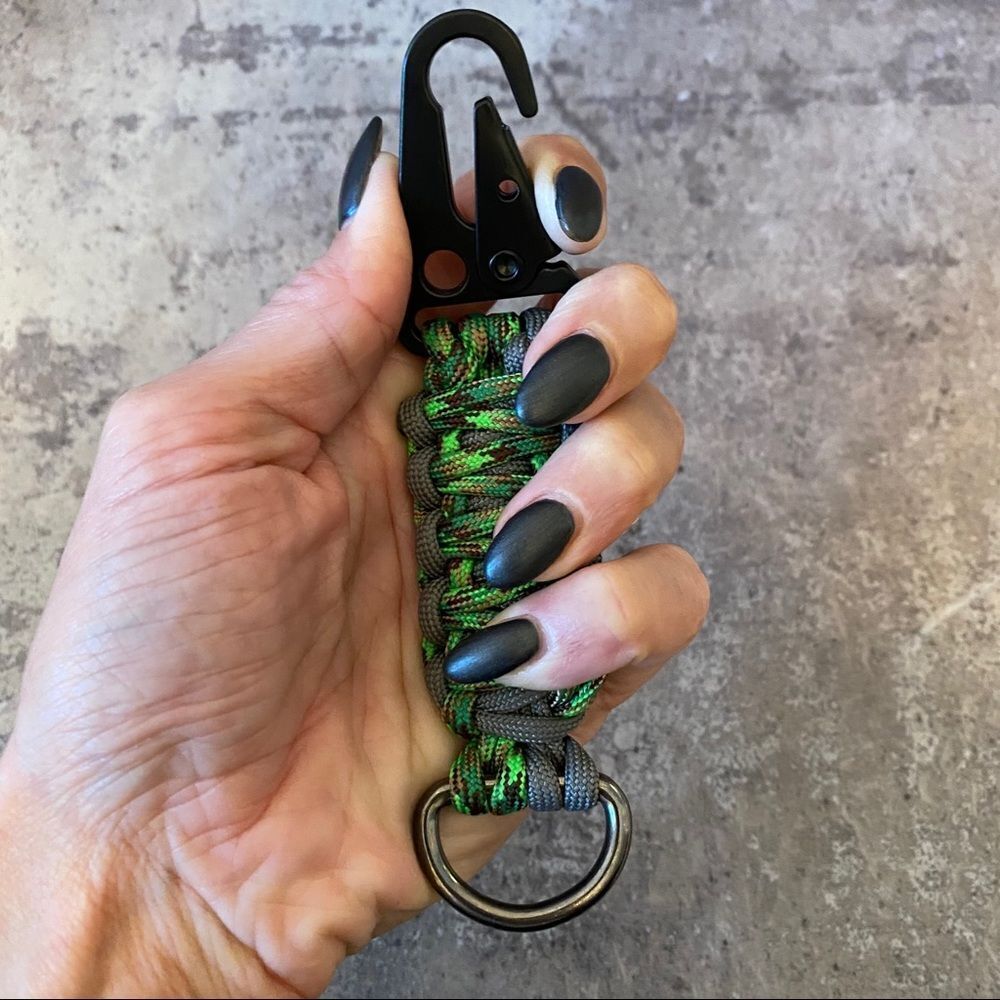 Paracord Keychain Handmade USA Unisex Sporty King Cobra Green Grey NEW